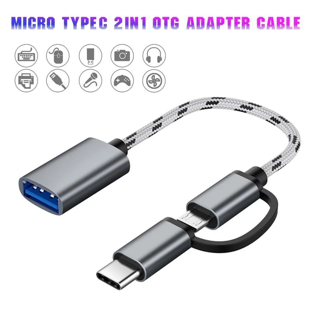 

New 2 In 1 USB 3.0 OTG Adapter Cable Type-C Micro USB To USB 3.0 Interface Converter For Cellphone Charging Cable Line