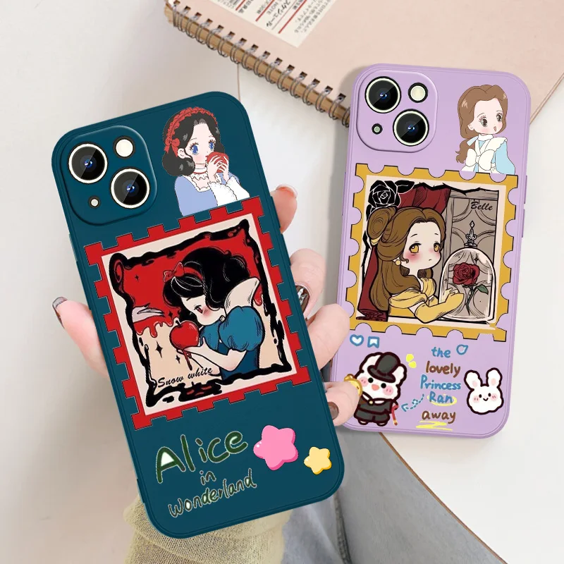 

Disney cartoon princess art Phone Case For iPhone 6 6S 7 8 plus X XR XS 11 12 13 pro MAX 12 13 mini Liquid Rope Cover Funda Back