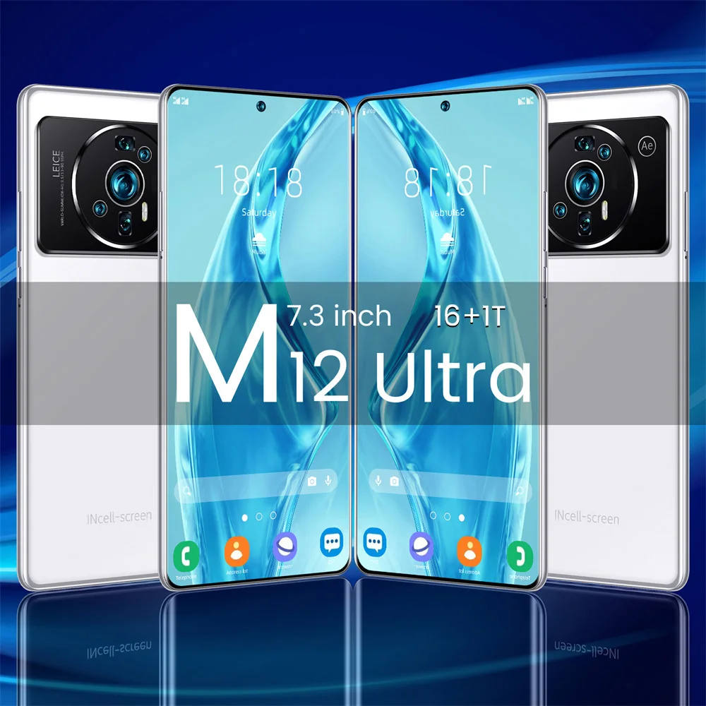Новинка! Смартфон M12 Ultra с диагональю 7 3 дюйма 4G/телефон 16 ГБ + ТБ 7300 мАч 48 72 МП две