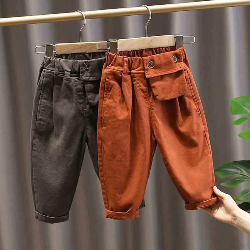 

Spring And Autumn Boys Cotton Overalls New Fashion Boys Trousers Korean Trend Casual Daddy Pants Suitable For 2-9 Years