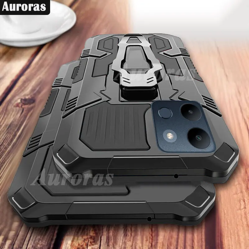 Чехол Auroras для Infinix Smart 7 механическая броня с держателем задний зажим твердый