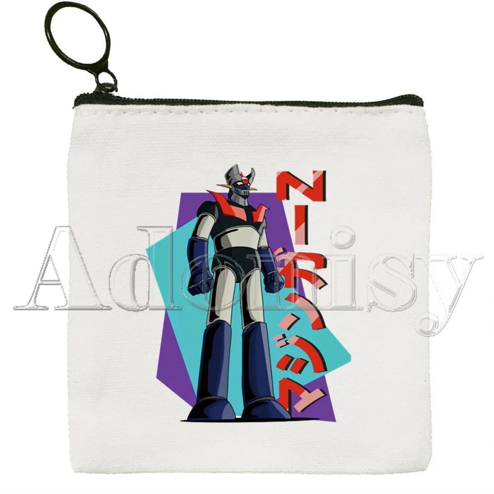 Mazinger Z Cute Mini Coin Purse Canvas Student Wallet Coin Case Zipper Hand Female Key Case
