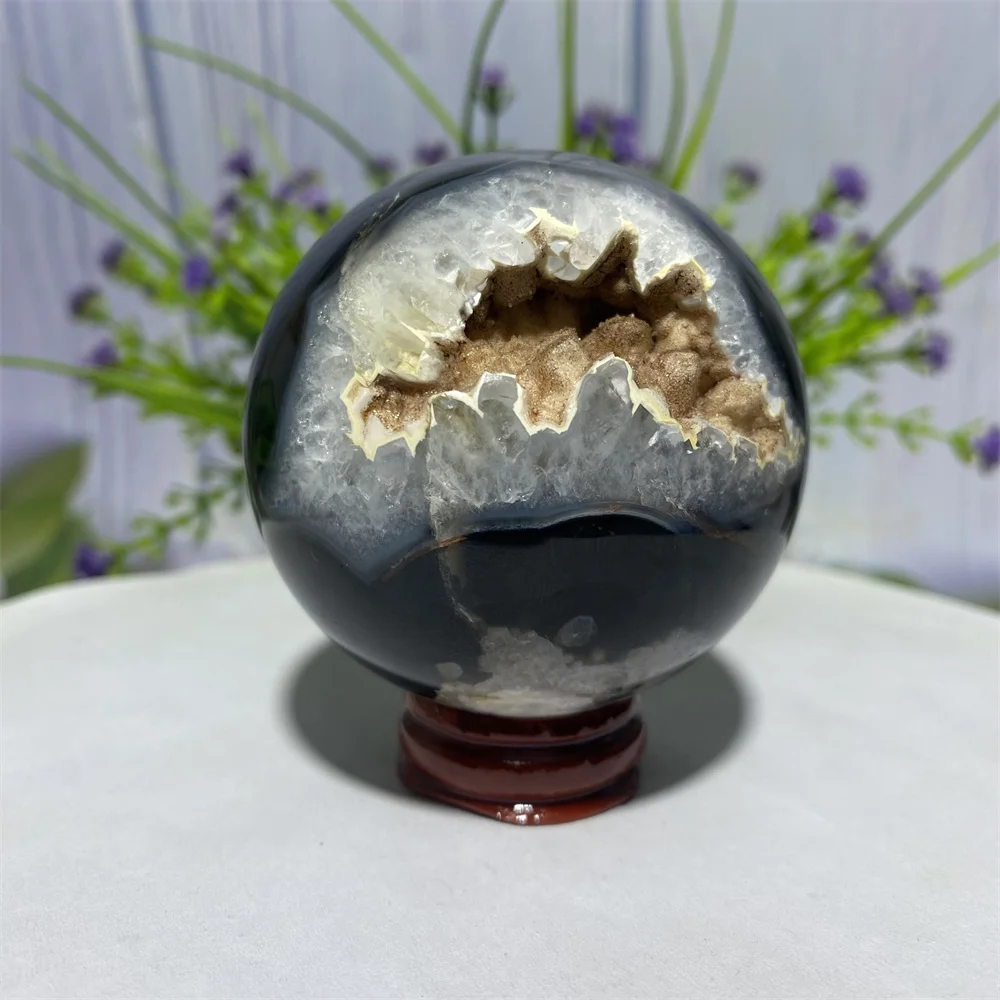 

Natural Crystal Black Pink Cherry Blossom Agate Ball Mineral Specimen Raw Stone Spiritual Meditation Reiki Healing Sphere Gift