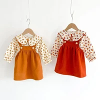 baby girl solid color strap dress set kids infant girls sleeveless sling dress floral doll collar shirts 2pcs baby girl outfit