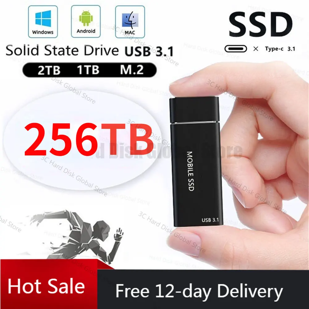 

2023 New 256TB External SSD 2TB 8TB 16TB 32TB 128TB Hot Portable Solid State Drive Hard Drive USB3.1 Type C for Laptop Hard Disk