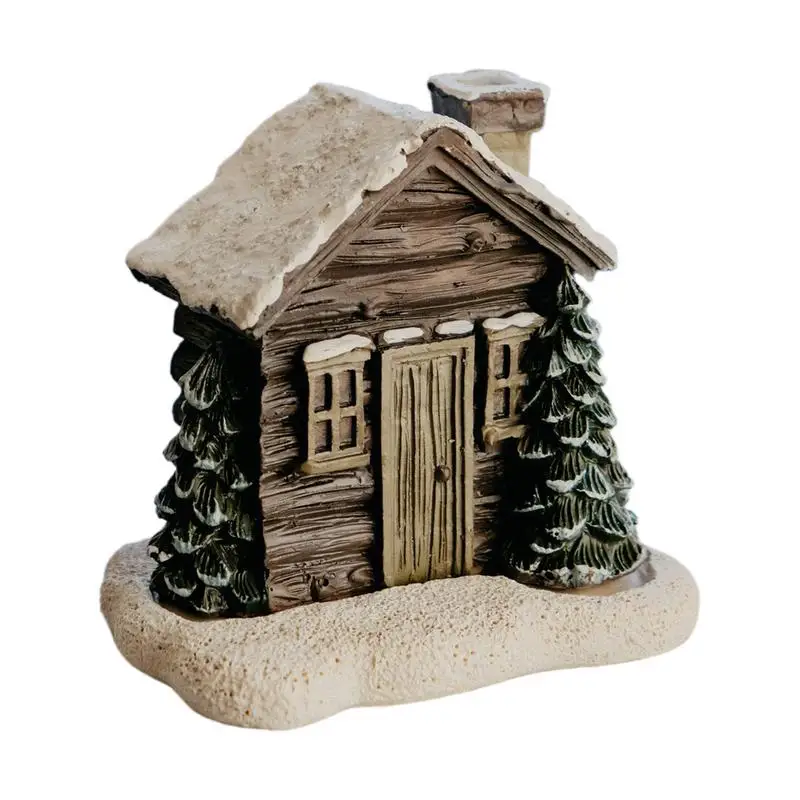 

Snowy Cabin Incense Burner Collectible Rustic Chimney Hut Incense Burner Log Cabin Snowy Winter Incense Cone Burner with 2 Cones