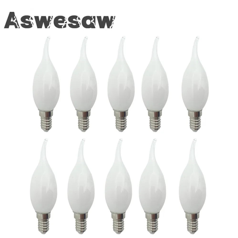10pcs 7W Retro LED Candle Filament Bulb C35 Frosted Light Bulb E27 E14 Dimmable Edison Screw Light Lamp Chandelier Warm White