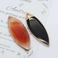 facet marquise shape natural stone pendants red agate jewelry accessories for diy making necklace earrings black agate charms