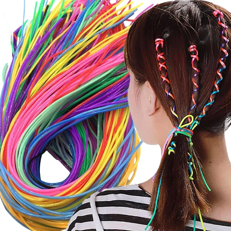 

20pcs Mix Colorful Hair Braids Rope Strands for African Braid Girl DIY Ponytail Hair Ribbons Women Styling Hair Accessories