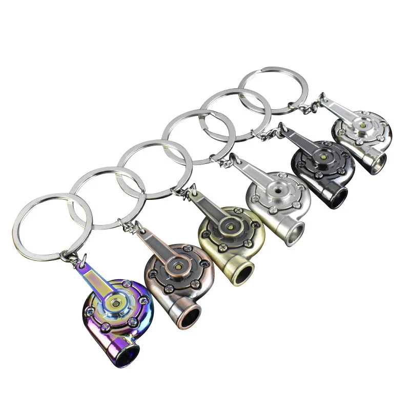 

22 Mini Turbo Turbocharger Keychain Ring Zinc Alloy Metal Keyring Car Spinning Turbine Key Car Styling Car Interior Accessories