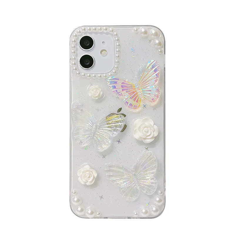 French Retro Stereo Butterflies Phone Case For Iphone 14 13 12 11 Pro Max X XR XSMAX 7 8 Plus SE TPU Case Cover New Products