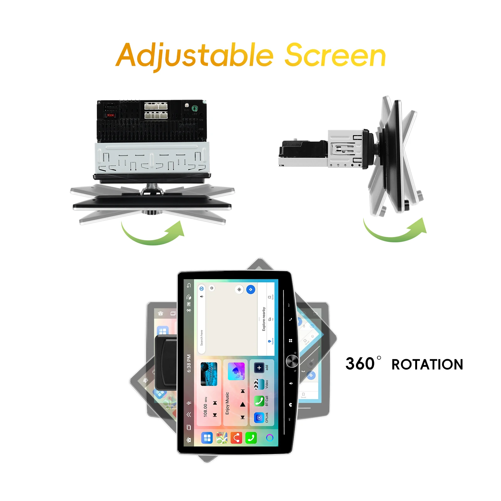 Автомагнитола Podofo 10 1 дюйма IPS 4 + 64 ГБ Wi-Fi 2DIN