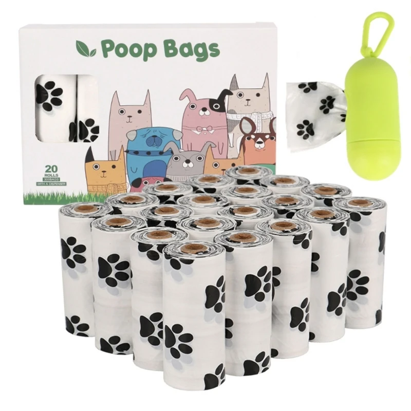 

16 Rolls Pet Waste Bags with Bag Dispenser Earth-Friendly for Dog Doggie Cats Thickness Soft Strong Easy to Open