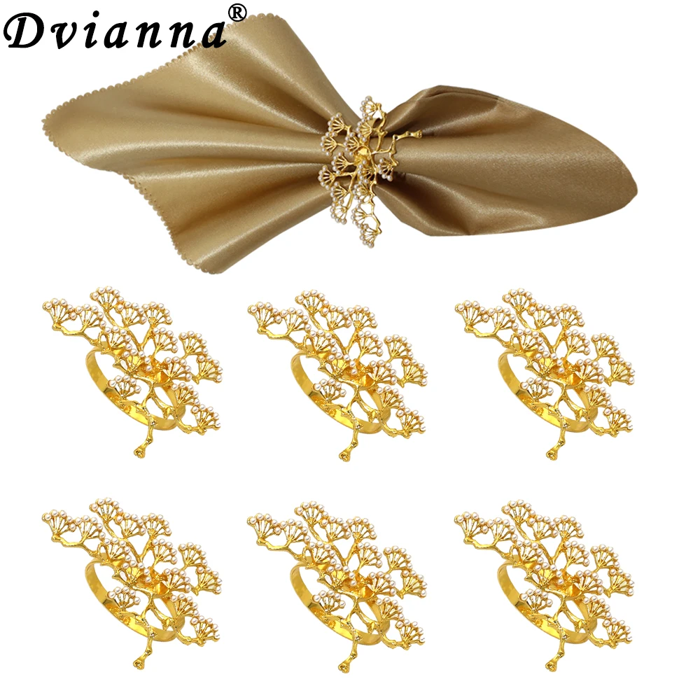 

Dvianna 6/12/24Pcs Christmas Napkin Rings Pine Pearls Napkin Holder for Wedding Holiday New Year Dinner Everyday Use HWP22