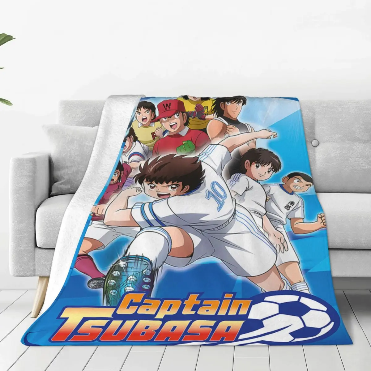 

Аниме одеяло Captain Tsubasa, мультяшный молодежный футбольный игрок, плюшевое забавное мягкое покрывало для дома на все сезоны