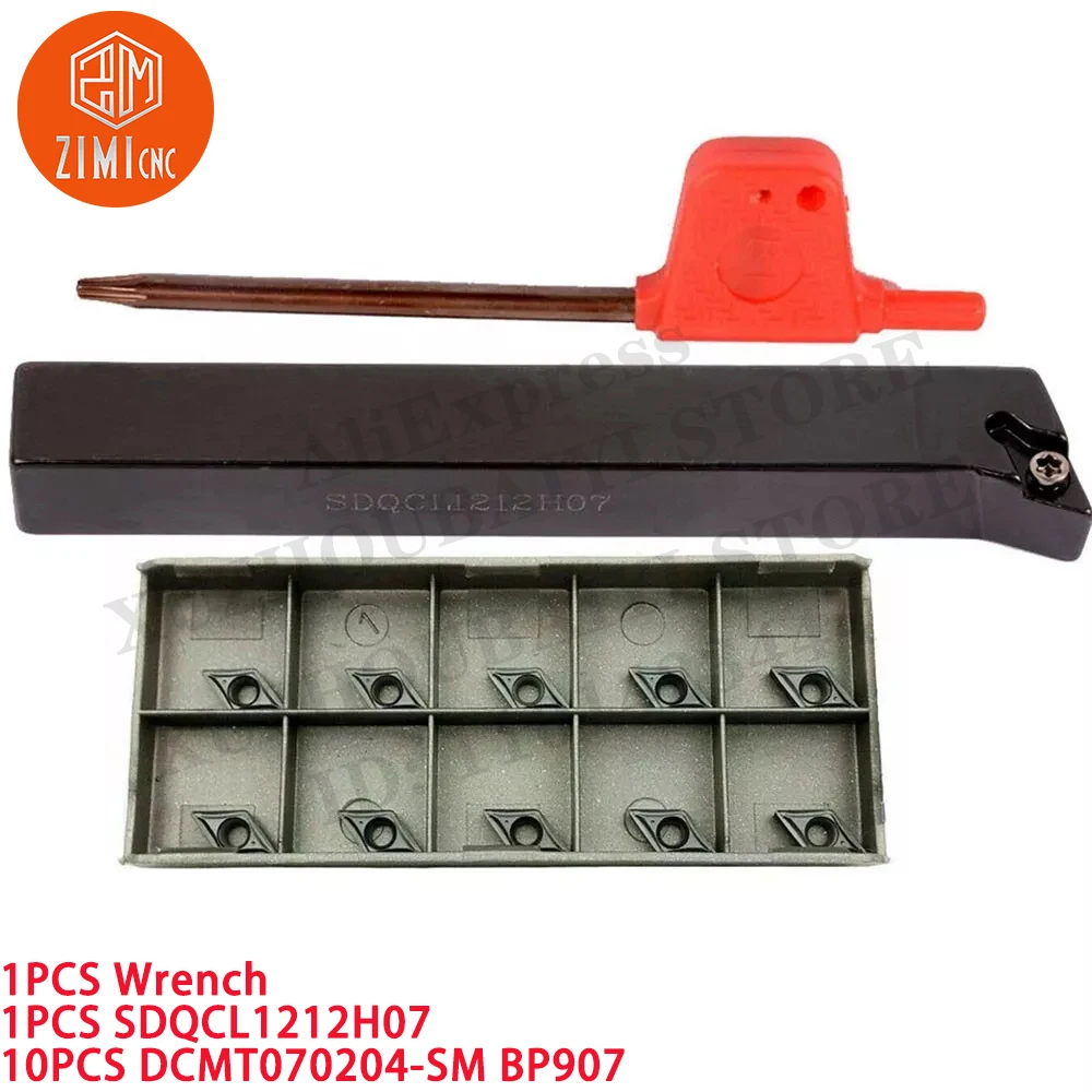 1PCS SDQCL1212H07 Держатель инструмента для внешнего точения токарного станка с ЧПУ + 10PC