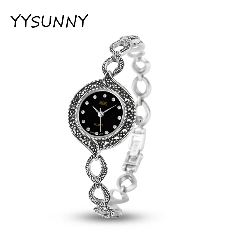 

YYSUNNY Vintage Wristwatch for Women Fashion S925 Sterling Silver Ladies Elegant Loop Bracelet High Jewelry Accessories Gift