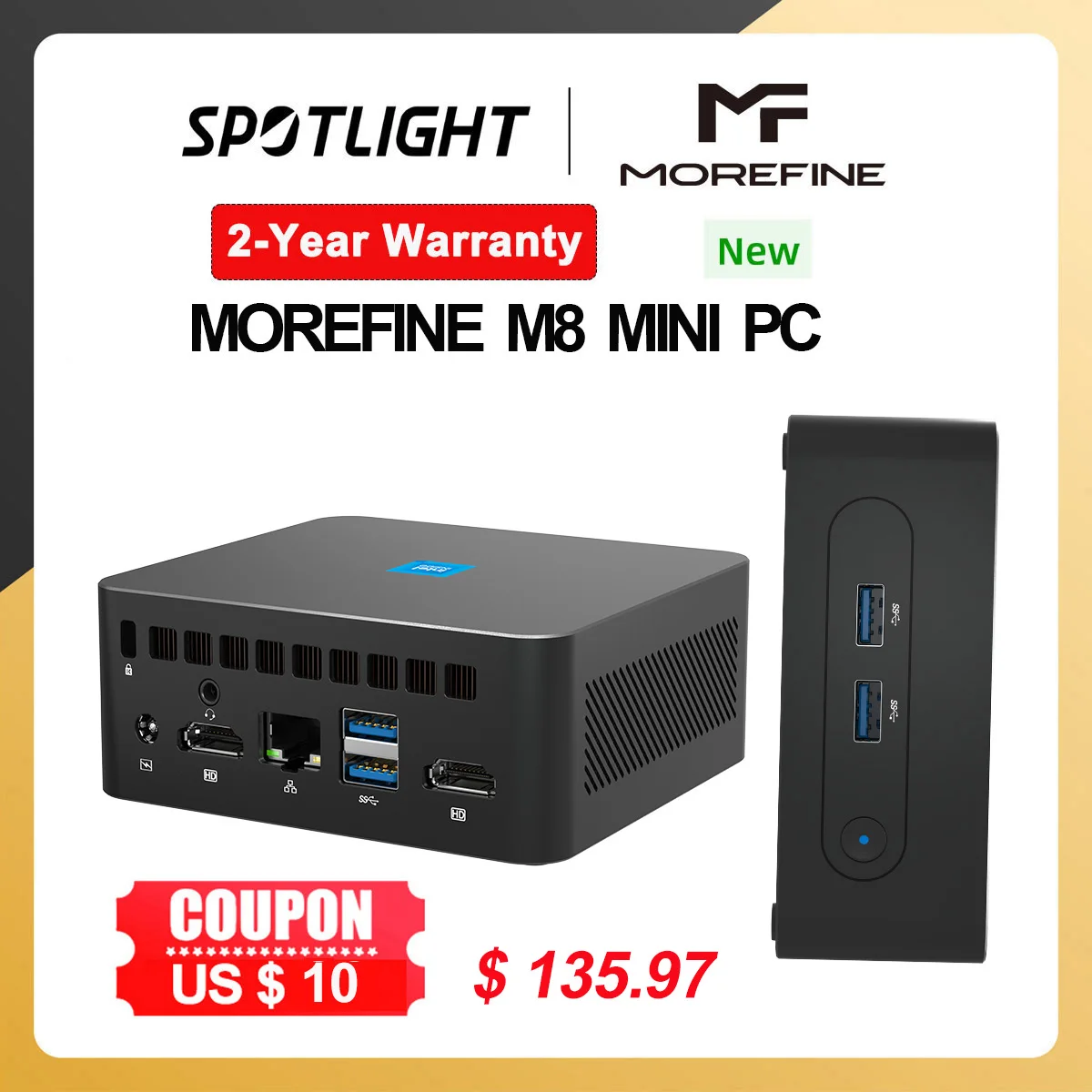 【World Premiere】MOREFINE M8 N95 MINI PC WiFi 5 BT4.2 DDR4 32G 1TB NVME Windows10 Pro Mini Computer Dual Channel SSD Portable Pc