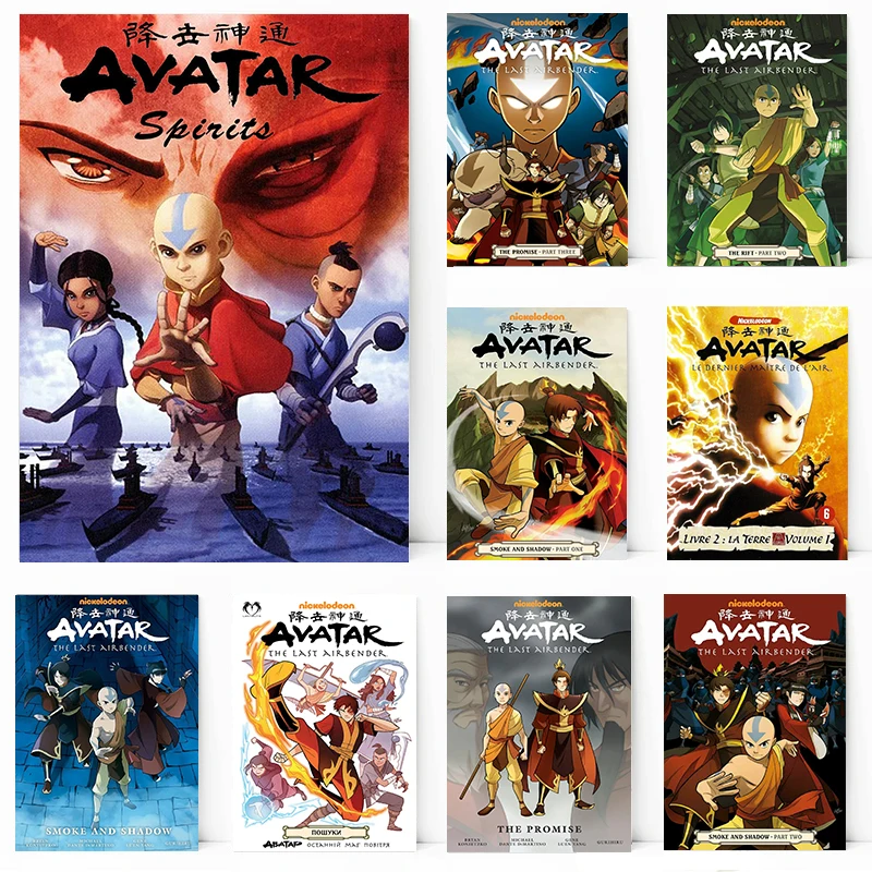 

Japanese Anime Avatar The Last Airbender Poster Vintage Canvas Painting Posters and Prints Wall Art Pictures Home Room Decor