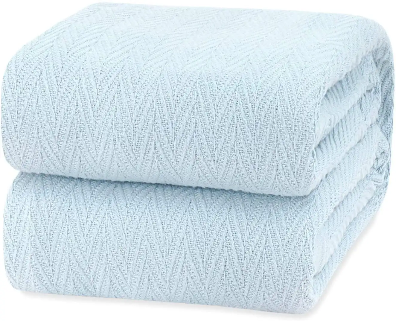 

Luxury Thermal Cotton Blankets, King Size- Light Blue