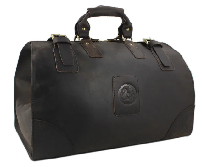 

Crazy 2018 Vintage Horse Leather Men's Travel Bags Leather Duffle Bag Luggage Travel Bags Men Large Tote Bag big Handbag Brown