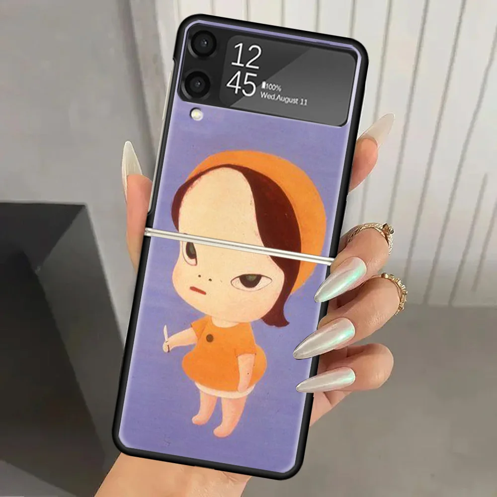 Фото Жесткий чехол для телефона Y-Yoshitomo Nara из поликарбоната для Samsung Galaxy Z Flip 7 6 5 4 3, черный, с принтом, для ZFlip7 ZFlip6 Flip5 Flip4 Flip3 5G №5