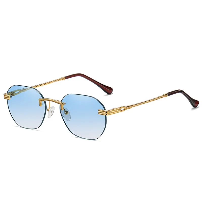 

Frameless Gold Metal Ladies Sunglasses Rimless Gradient Lens Blue Fashion Sun Glasses for Men Uv400 Summer 2022
