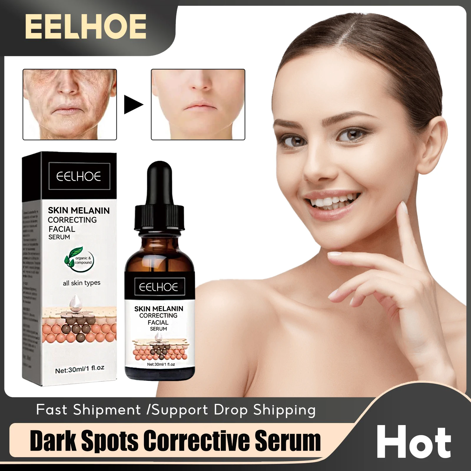 

Freckle Whitening Face Serum Fade Dark Spot Freckle Brightening Moisturizing Removal Pigment Melanin Correcting Serum Skin Care