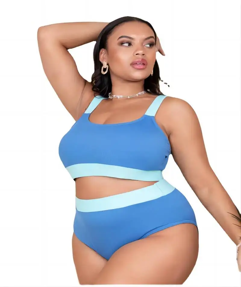 Бикини с высокой талией для девочек монохромный купальник сексуальный пэчворк