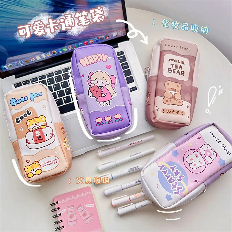 

Cute Large Pen Case Young Girl's Heart Primary School Pen Case Cartoon Pu Waterproof Writing Case Storage Pencil Bags