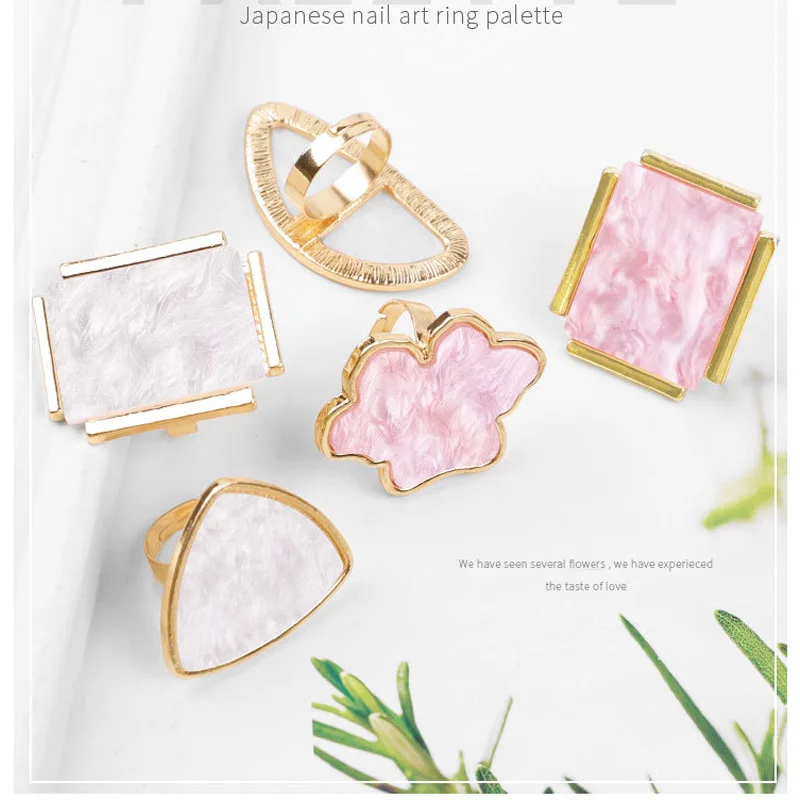 

Nail Art Ring Palette 3pcs/set Japanese White Imitation Shell Palette Painted Nail Coloring Tool Nail Accessories Tools 12styles