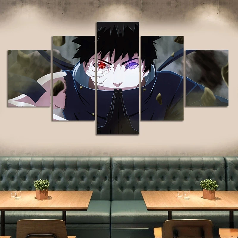 

5 Panel Obito Uchiha Wall Art Posters and Prints Japanese Anime Naruto 5 Piece Canvas Painting for Home Decor