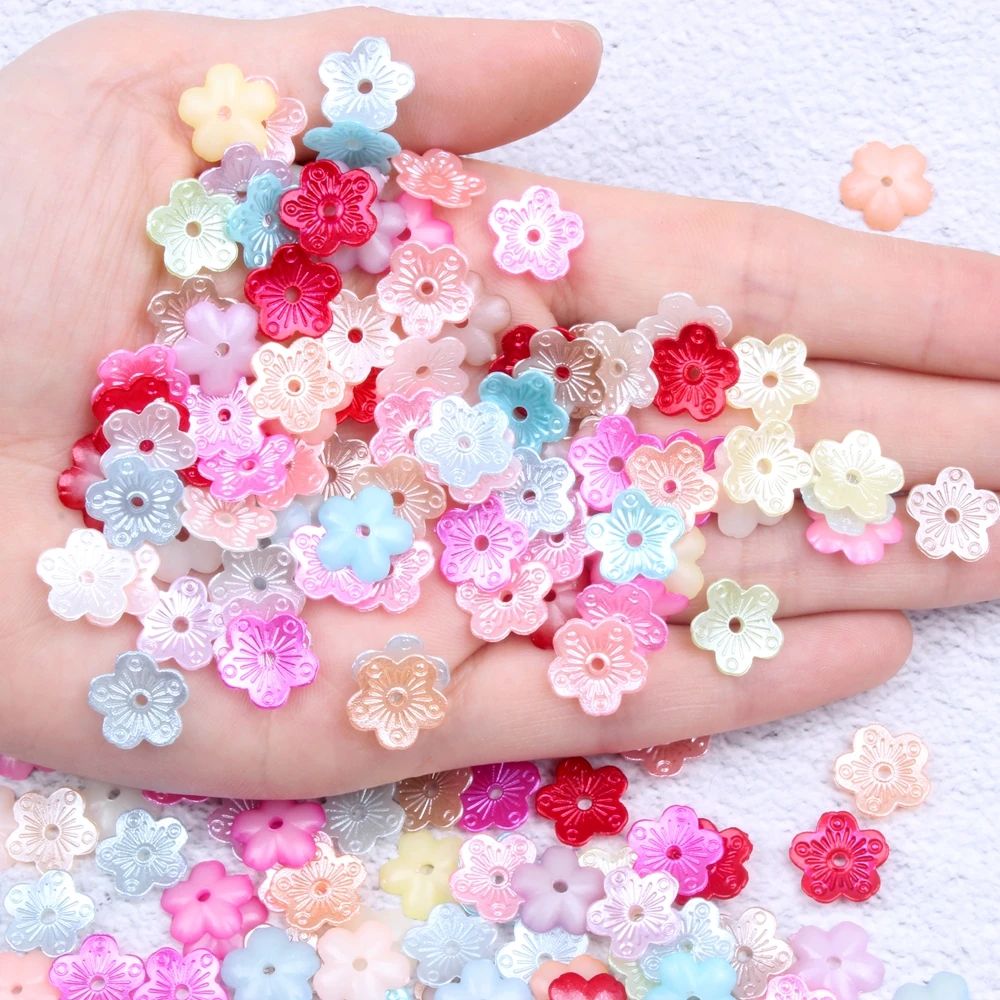 

New Half Pearl Flower Shape Mix Colors White Ivory Color Imitation Pearls Flatback Great For Cellphone Laptop Art Decoration