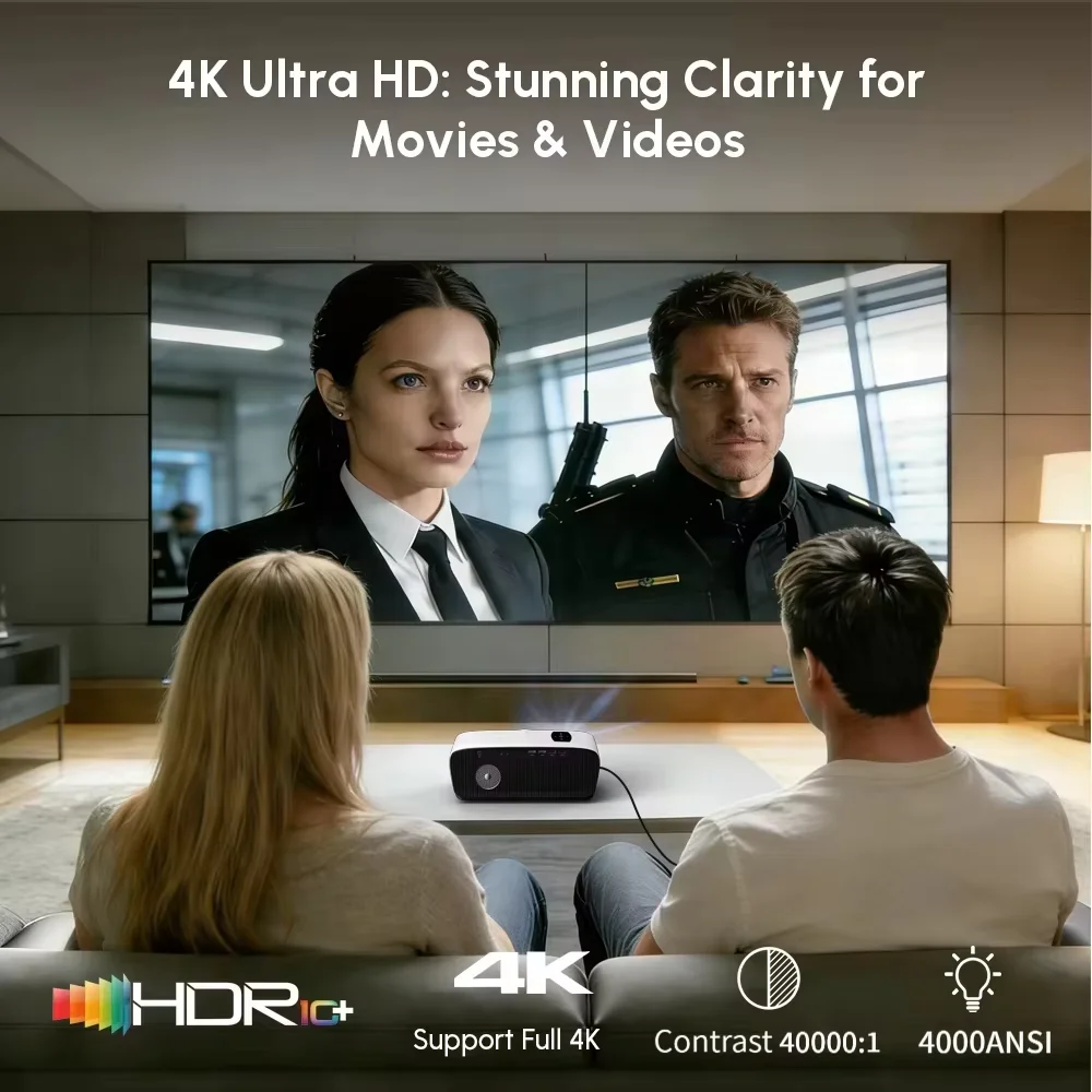 Фото Новый 4K-проектор с автофокусом для дневного использования, Wi-Fi 2.4+5G, Bluetooth, HDMI, TOF, пылезащищенный, для просмотра фильмов и видео, Google TV, проекторы 2026 года №2