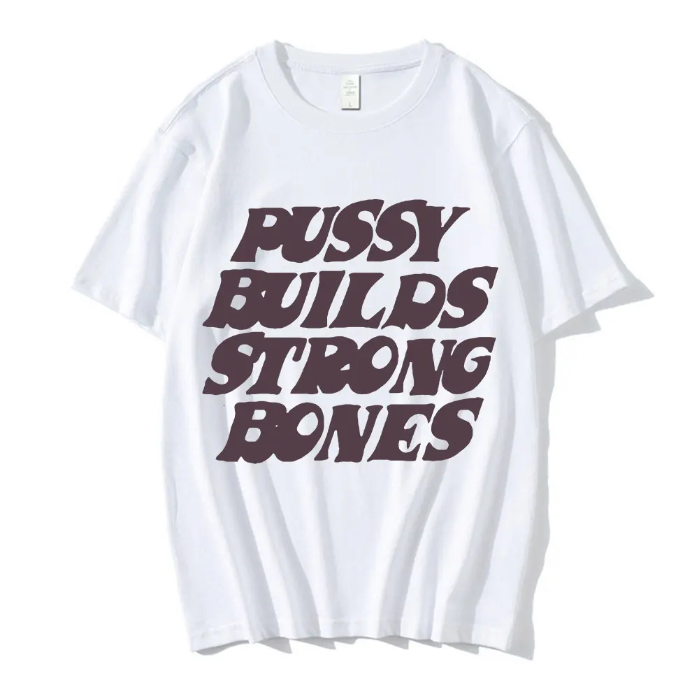 

Vintage Pussy Builds Strong Bones Rapper Playboi Carti T Shirt Hip-Hop Oversized Men's Short Sleeve Cotton T-Shirts Casual Tops