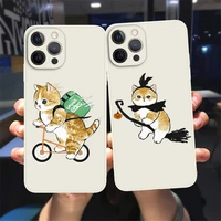 funny cartoon cat phone case for iphone 11 12 13 pro max x xr xs max x 8 7 plus 13mini cute animal white soft bumper back cover
