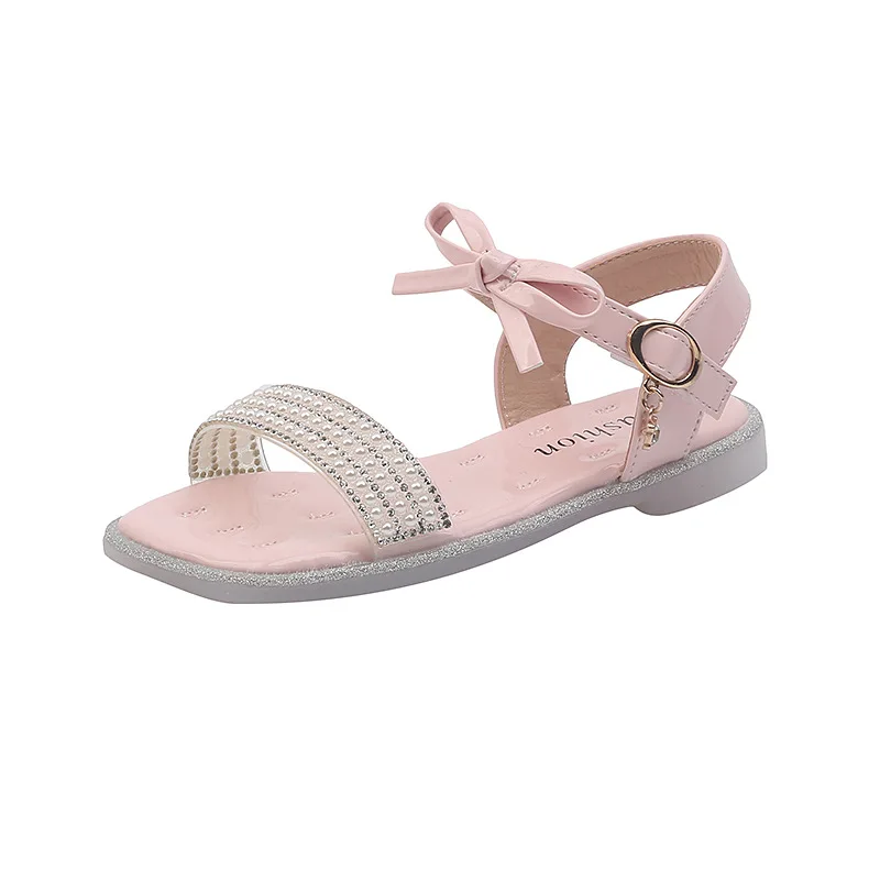 

Summer Korean Fashion Girls' Sandals Children's Bow Princess Shoes Soft Bottom Little Girls Leisure Beach Shoes for Kids Girls