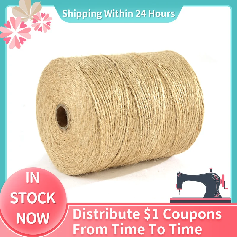 

Jute Rope Cord String Twine Burlap Ribbon Natural Vintage 50/100/300Meters Crafts Sewing Jute Hemp Macrame Cord Drop Shipping