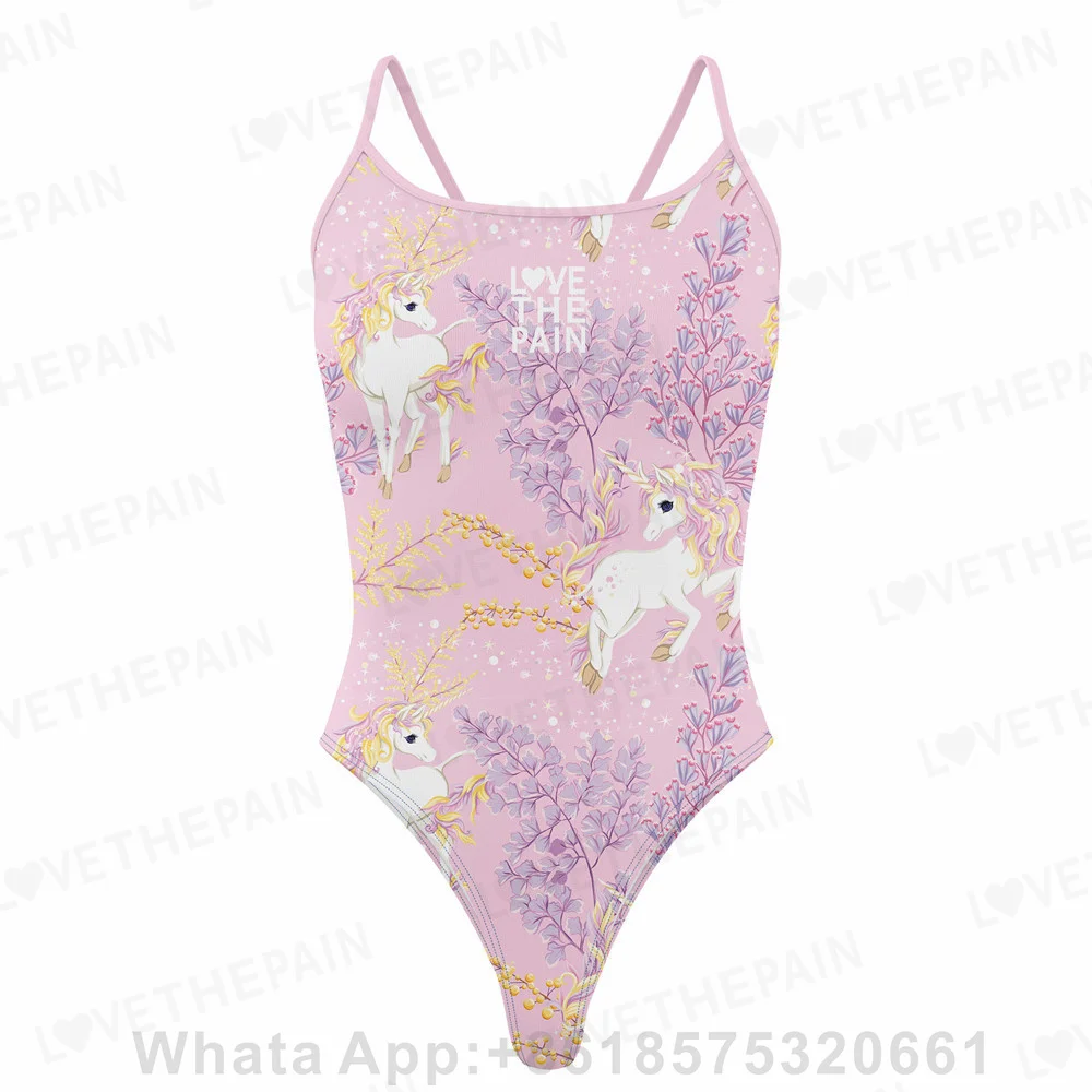 Love The Pain Female One Piece Sexy Back Swimsuit Multi -function Training Swimwear Bathing Suit Beach Wear Bodysuit 2023 New