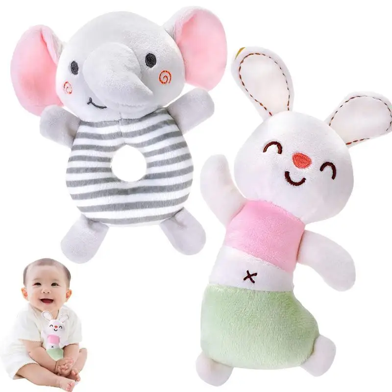 

Soft Animal Rattles Elephant/Rabbit Newborn Plush Toys Newborn Teething Rattle Toys Infant Learning Sound Toy Newborn Soft