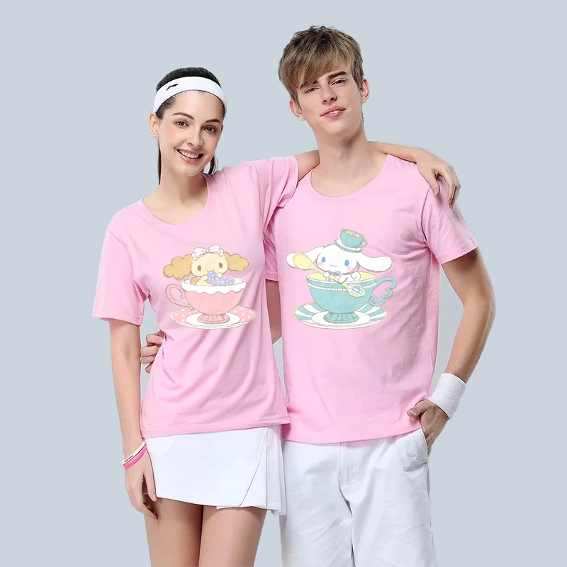 

Sanrio аниме Cinnamoroll родитель-ребенок с коротким рукавом из чистого хлопка Цвет новая футболка Kawaii милый подарок для путешествий
