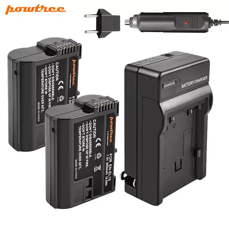 

2800mAh EN-EL15 ENEL15 EN EL15 Camera Battery+Battery Charger+Car Charger For Nikon DSLR D600 D610 D800 D800E D810 D7000