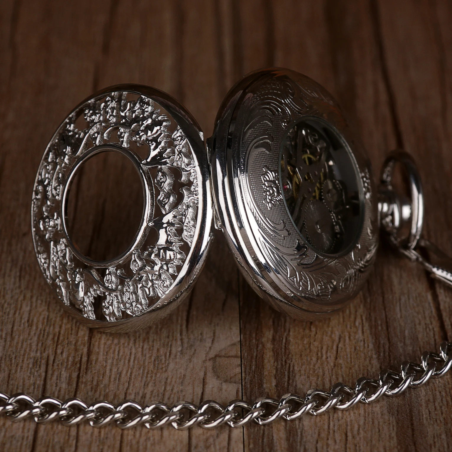 Arabic Numerals Display Retro Mechanical Pocket Watch Strap Chain Pendant Clock Men Women Popular Gifts