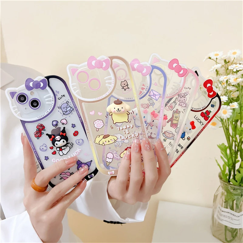 

Милый чехол для Iphone с Hello Kitty, мимелоди коричные для Iphone 11, 12, 13 моделей, Милые силиконовые аксессуары для телефонов с защитой от падения