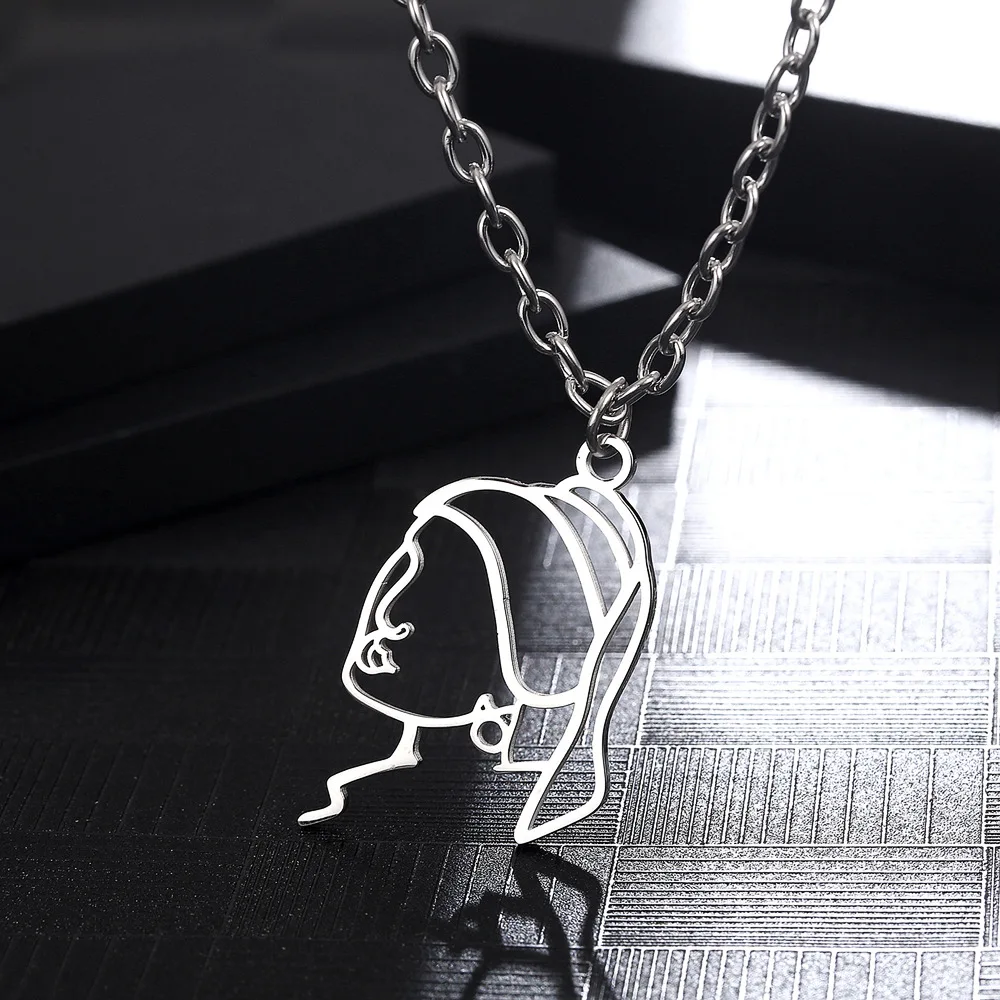 

Ожерелье из нержавеющей стали с подвеской в виде абстрактного лица для женщин, модная женская бижутерия, подарок для Него с цепочкой