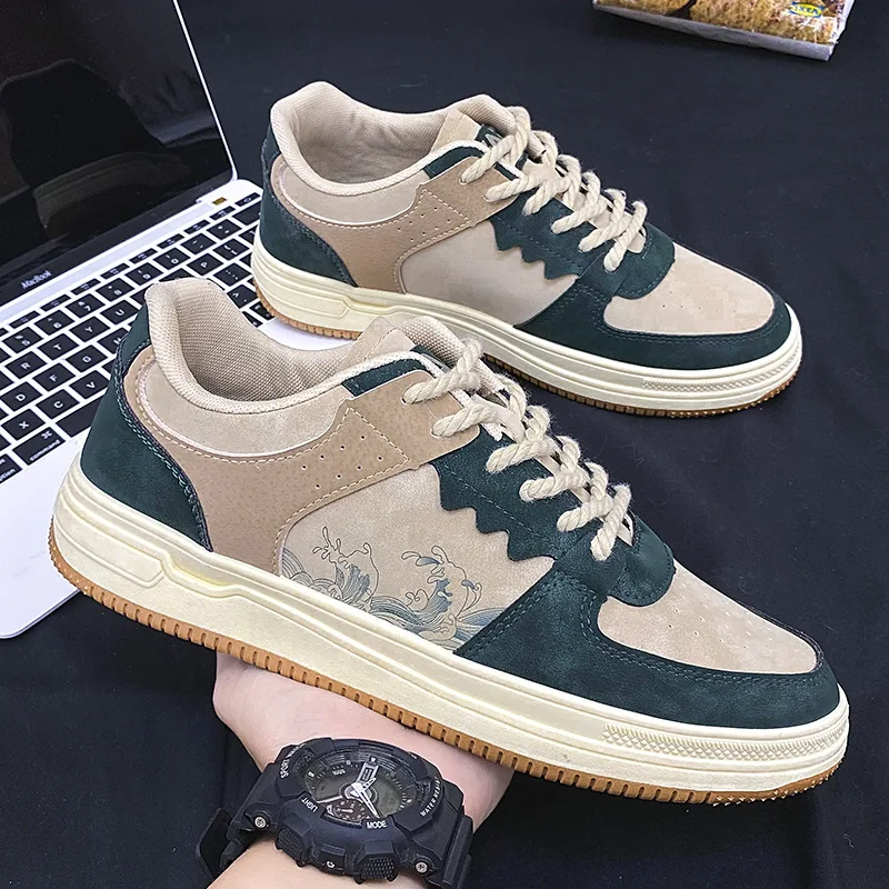 

Spring Men Canvas Shoes Fashion Printed Board Shoes Thick Soled Non Slip Sneakers Autumn Training Shoes Fashion Versatile