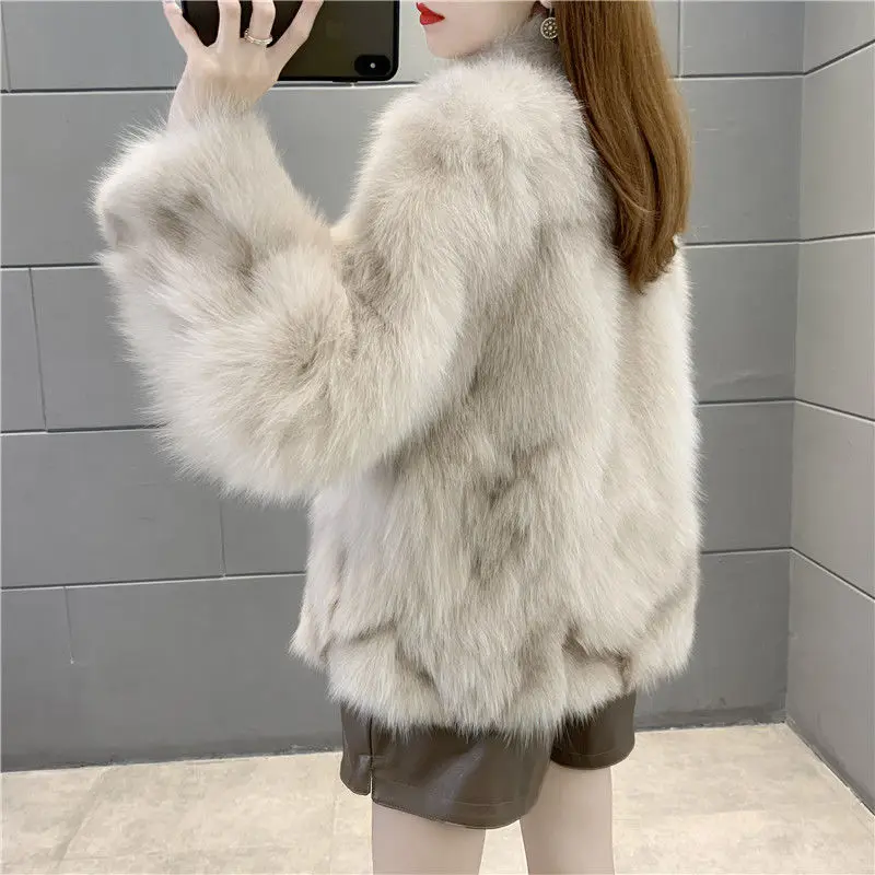 2022 Winter New Women Plush Jacket High Quality Mid Length Single Breasted Fleece Warm Faux Fur Coats Elegant Female Clothing
