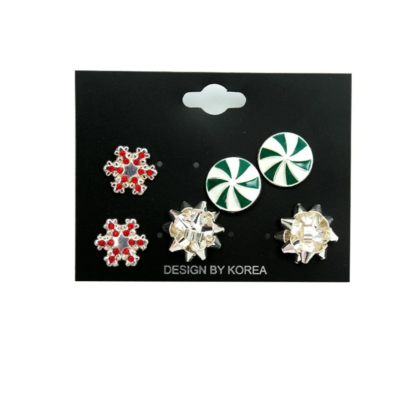 

3 Pairs Ear Studs Christmas Earrings Women Cute Fashion Earrings Party Jewelry