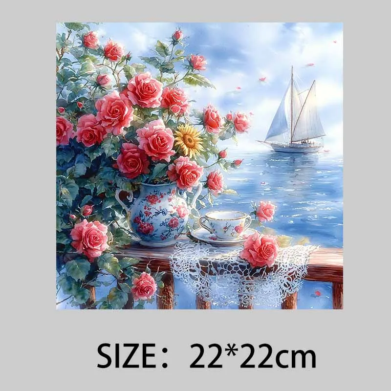 

Термонаклейки для одежды DACHENG COCO, цветочный прибрежный дизайн