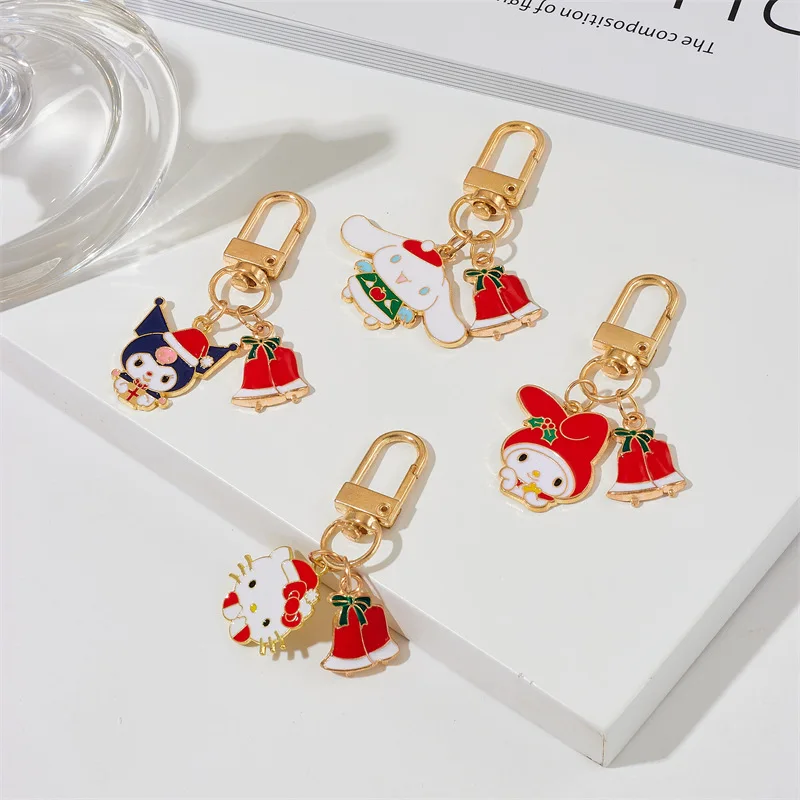 

Sanrio Creative Christmas Keychain Pendant Anime Figures Theme Hello Kitty Kuromi Cartoon Book Bag Keyring Kids Birthday Gifts